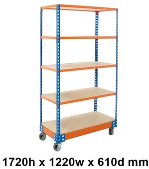 picture of BiG340 Shelf Trolley - 1720h x 1220w x 610d mm - 5 Levels - Blue & Orange - [BDU-B3MS1206BO]
