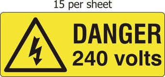 Picture of Danger 240 volts - SAV (96 x 38mm, sheet of 15 labels) - SCXO-CI-3051