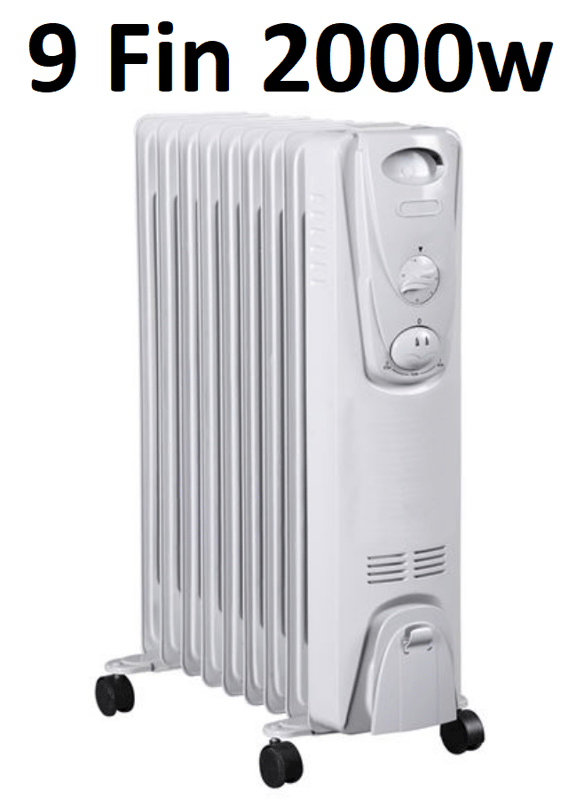 Tolbec - Oil Heater - 9 Fin 2000w - Adjustable Thermostat - White -  [OS-20/002/090]
