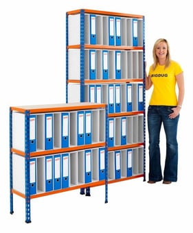 Picture of BiGDUG BiG340 100 Lever Arch File Shelving - 1980h x 915w x 610d mm - 6 Levels - Blue & Orange - [BDU-B3LA100BO]