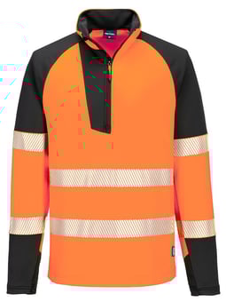 picture of Portwest T172 - PW3 Hi-Vis 1/4 Zip Sweatshirt - Orange/Black - PW-T172OBR