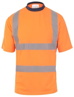 picture of Hi Vis Value Orange T-Shirt Shirt - EN471 Class 2 GO/RT 3279 - Navy Collar - BI-39 - (DISC-W)