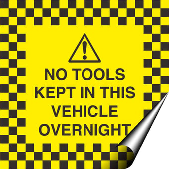 Picture of No Tools Kept in this Vehicle Overnight Sign - 100 x 100Hmm - Self Adhesive Vinyl - [AS-SEC16-SAV]