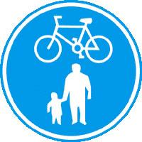 picture of Cycle Signs - Pedestrians And Cyclists Large - Class 1 Ref BSEN 12899-1 2001 - 600mm Dia - Reflective - 3mm Aluminium - [AS-TR129A-ALU]