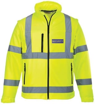 picture of SECURITY Printed Front and Back Hi-Vis Classic Softshell Yellow Jacket 3L - PW-S424YER