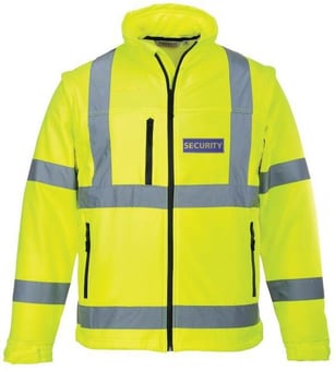 Picture of SECURITY Printed Front and Back Hi-Vis Classic Softshell Yellow Jacket 3L - PW-S424YER