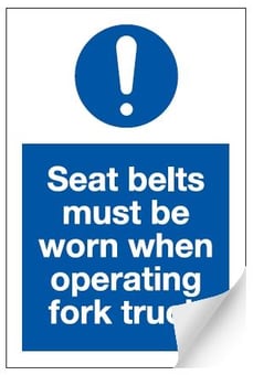 picture of Seat Belts when Operating Fork Truck Sign LARGE - 200mm X 300mm - Self Adhesive Vinyl - [AS-MA204-SAV]