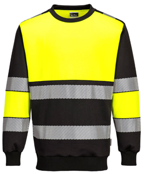 picture of Portwest PW376 - PW3 Hi-Vis Class 1 Sweatshirt Yellow/Black - PW-PW376YBR