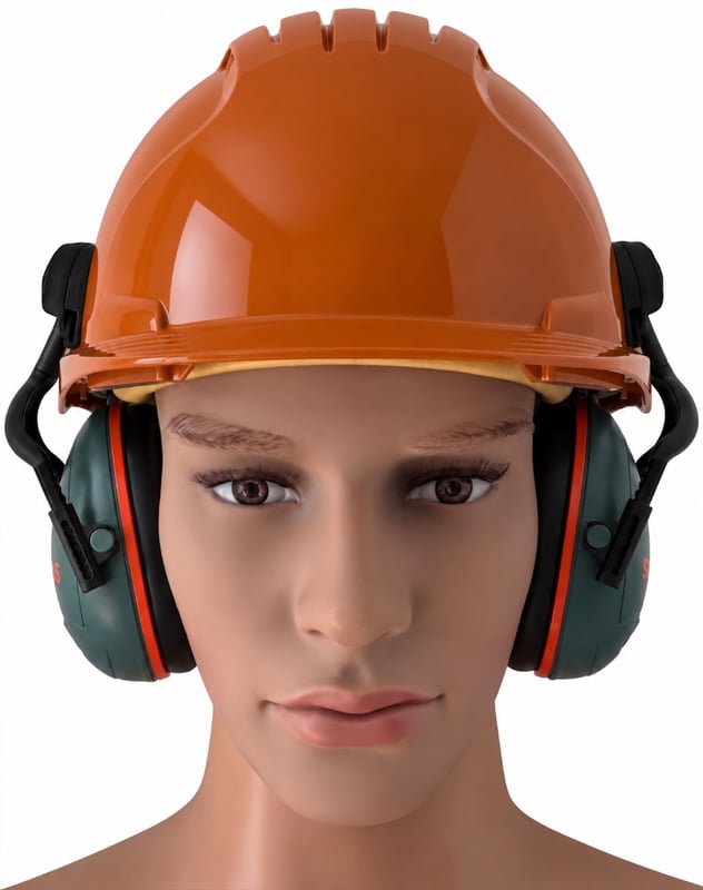 Jsp Evo3 Orange Vented Hard Hat With Sonis Compact Helmet Mounted Ear Defenders - [IH-EVO3OSONISC]