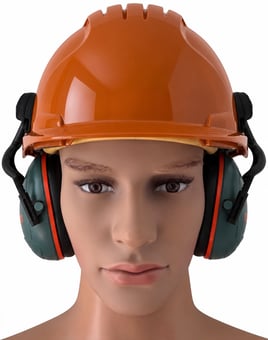 picture of Jsp Evo3 Orange Vented Hard Hat With Sonis Compact Helmet Mounted Ear Defenders - [IH-EVO3OSONISC]