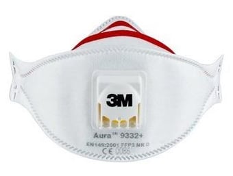 picture of 3M Aura Insulation and Hardwood Respirator - FFP3 Individually Wrapped Disposable Valved Mask - [3M-9332+]