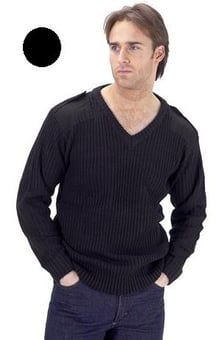 picture of Black Nato Military Style V Neck Sweater - BE-AMODV-BLACK - (DISC-R)