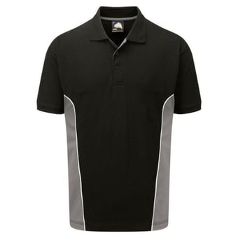 picture of Silverstone Polycotton Men's Black/Graphite Poloshirt - 220gm - ON-1180-10-BLK/GRPH