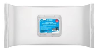 picture of Vinco-SanWipe Cleaning & Sanitising Flow Pack Wipes - 100 White Wipes - [HCI-CP207]