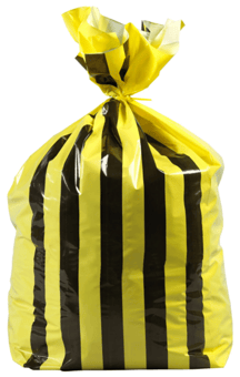 Picture of Black and Yellow Tiger Stripe Waste Sacks - Small - 11" x 17" x 26" - 50 Bags Per Roll - 5kg - [OL-OL701/A] - (HP)