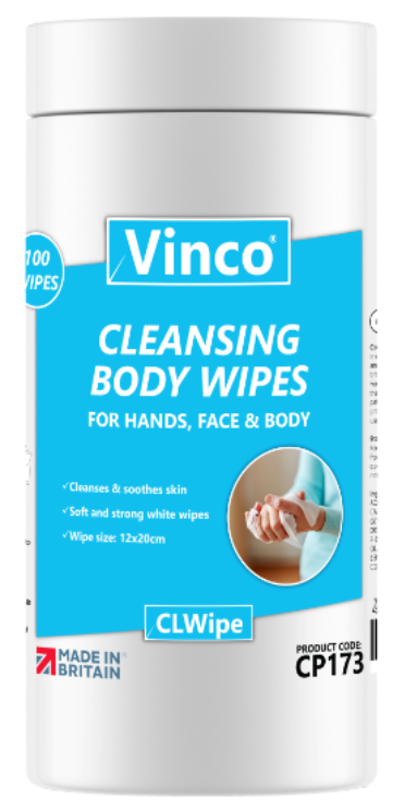 Vinco-CLWipe Cleansing Body Wipes 600ml Tub - 100 Sheet - [HCI-CP173]
