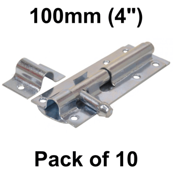 picture of ZP Straight Tower Bolt - 100mm (4") - Pack of 10 - [CI-DB52L]