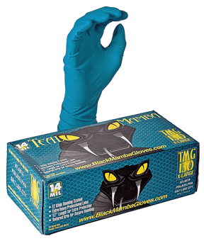 Picture of Teal Green Mamba Latex Disposable Gloves - Box of 25 Pairs - FD-BX-TMG