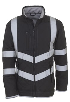 picture of YOKO Hi-Vis Black Kensington Jacket With Fleece Lining - 340 GSM - YO-HVW706-BLK