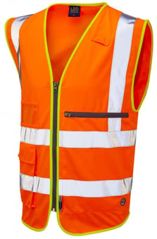Picture of Leo Foreland Hi-Vis Orange Superior Waistcoat With Tablet Pocket - LE-W24-O