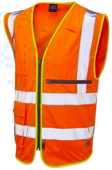 Picture of Leo Foreland Hi-Vis Orange Superior Waistcoat With Tablet Pocket - LE-W24-O