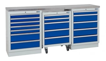 picture of BiGDUG 2041mm Wide Workbench - 1x Roll Cabinet - 7 Drawer Cabinet - 5 Drawer Cabinet - Stainless - [BDU-TGC5R4GBS] - (LP)