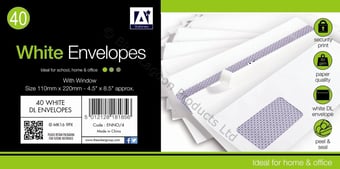 Picture of Pack of 40 - Window DL White Peel & Seal - Size 110mm x 220mm - [AF-5012128181856]