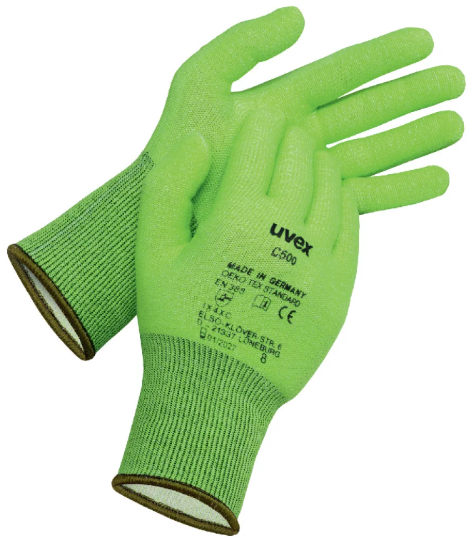 Uvex C500 Uncoated Cut Protection Gloves - Lime - Pair - TU-60497