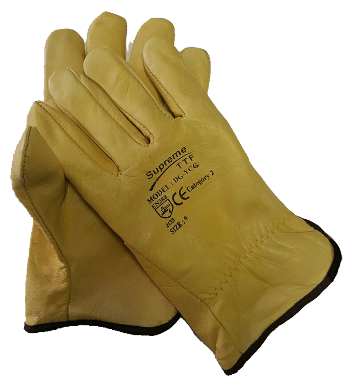 Supreme TTF High Quality Cow Grain Leather Gloves with Cotton Lining HT DG YCG NICE