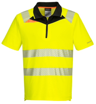 Picture of Portwest - DX4 Hi-Vis Polo Shirt S/S - Polyester Pin Mesh - Yellow/Black - PW-DX412YBR