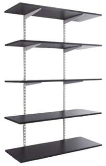Picture of BiGDUG White Twin Slot Shelving Kit - 1600h x 1000w x 300d mm - 5 Graphite Grey Melamine Levels - [BDU-TSW1635G]