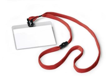 Picture of Durable Name Badge with Textile Badge Necklace - 60 x 90mm - Red -  Pack of 10 - [DL-813903]