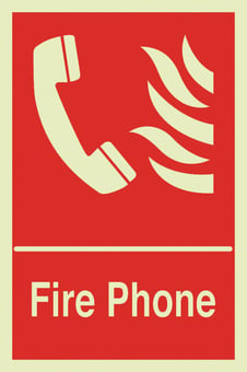 picture of Photoluminescent Fire Phone Sign - 200 X 300Hmm - Self Adhesive Rigid Plastic - [AS-PH36-SARP]
