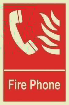 picture of Photoluminescent Fire Phone Sign - 200 X 300Hmm - Self Adhesive Rigid Plastic - [AS-PH36-SARP]