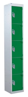 picture of QMP Tool Charging Locker - Solid Door - RCD Plug - 5 Compartment - Green - 1800H x 300W x 450D mm - [QM-BR1830455GSX]
