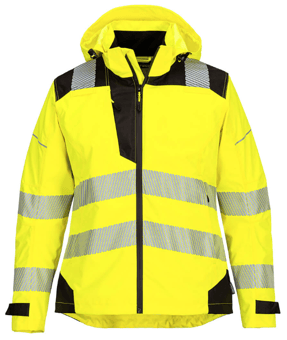 picture of Portwest PW389 - PW3 Hi-Vis Women's Rain Jacket Yellow/Black - PW-PW389YBR