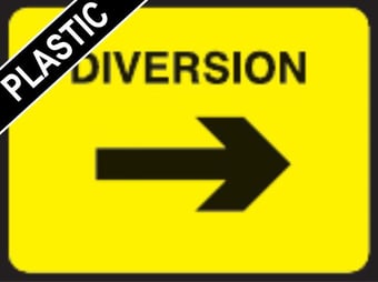 picture of Temporary Traffic Signs - Diversion Right Arrow - 600 x 450Hmm - Non Reflective - Rigid Plastic - [IH-ZT8-RP] - (MP)