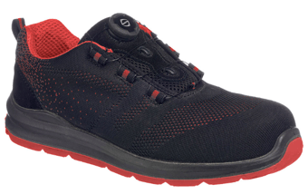 picture of Portwest FT08 Compositelite Wire Lace Safety Trainer Knit S1P Black/Red - PW-FT08BKD