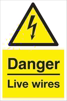 picture of Danger Live Wires - 200 x 300Hmm - Rigid Plastic - [AS-WA15-RP]