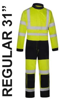 picture of Phoenix Flame Retardant Antistatic Hi-Vis Yellow/Navy Coverall Regular Leg 31" - FU-BS108-REG