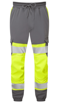 Picture of Hawkridge CL 1 EcoViz Jog Trousers Yellow/Grey - Short Leg - LE-JT01-Y/GY-S - (LP)
