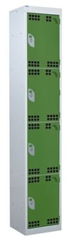 picture of QMP Tool Charging Locker - Perforated Door - RCD Plug - 4 Compartment - Green - 1800H x 300W x 450D mm - [QM-BR1830454GPX]