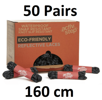 picture of Rock Fall - Activ-Step Recycled High Visibility Black Boot Laces - 160cm - Box of 50 Pairs - [RF-ABRLACBKVIZ/160] - (LP)