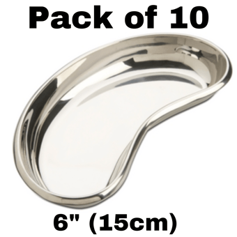 picture of Stainless Steel Kidney Dish - 6" (15cm) - Durable Stainless Steel - Pack of 10 - [ML-792012-PACK]