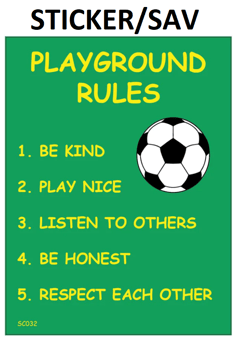 picture of SC032 Playground Rules Be Kind Sign Sticker/Sav - PWD-SC032-SAV - (LP)
