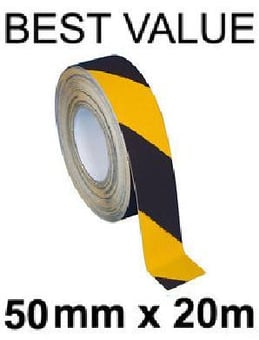 picture of Self Adhesive - 50mm x 20m - Black and Yellow Anti-Slip Tape - Amazing Value - [PV-AST50BY]