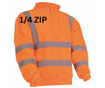 picture of Orange Sweatshirt with Stand Up Collar - 1/4 Length Zip - BI-224