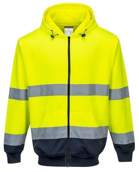 Picture of Portwest Hi Vis Two-Tone Zip Front Yellow/Navy Hoodie - PW-B317YNR