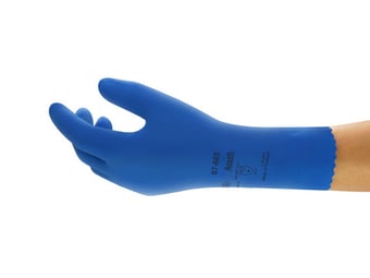 picture of Ansell AlphaTec 87-665 Natural Rubber Blue Glove - Pair - AN-87-665