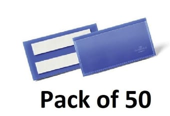 picture of Durable - Adhesive Document Pocket - 100 x 38 mm - Dark Blue - Pack of 50 - [DL-175907]